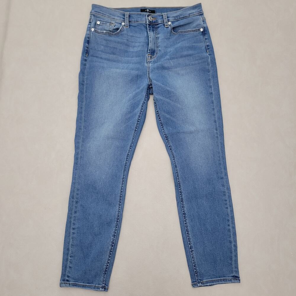 7 For All Mankind Womens Medium Wash High Waist Ankle Denim Jeans 30